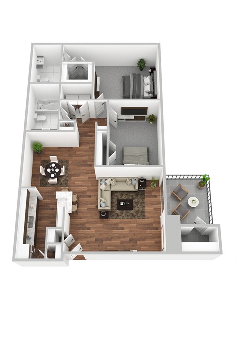 Creekside Landing Apartments Floor Plan 2 bed 2 bath 1137